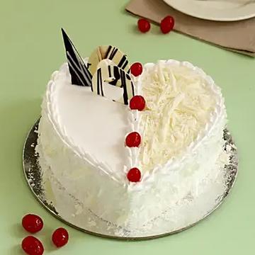 White Forest Cherry Heart Shape Cake